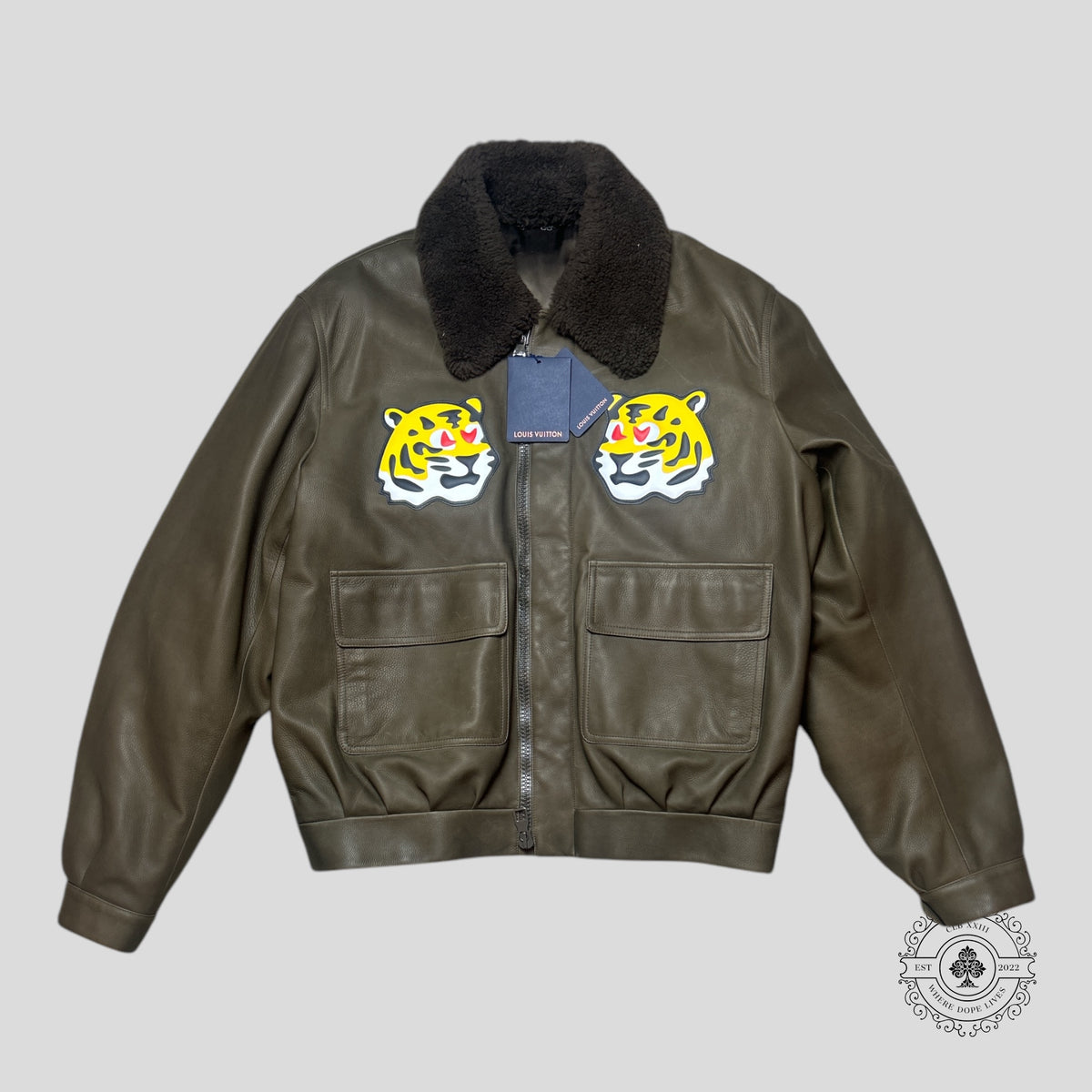 Louis Vuitton Tiger Patch Leather Blouson in Brown