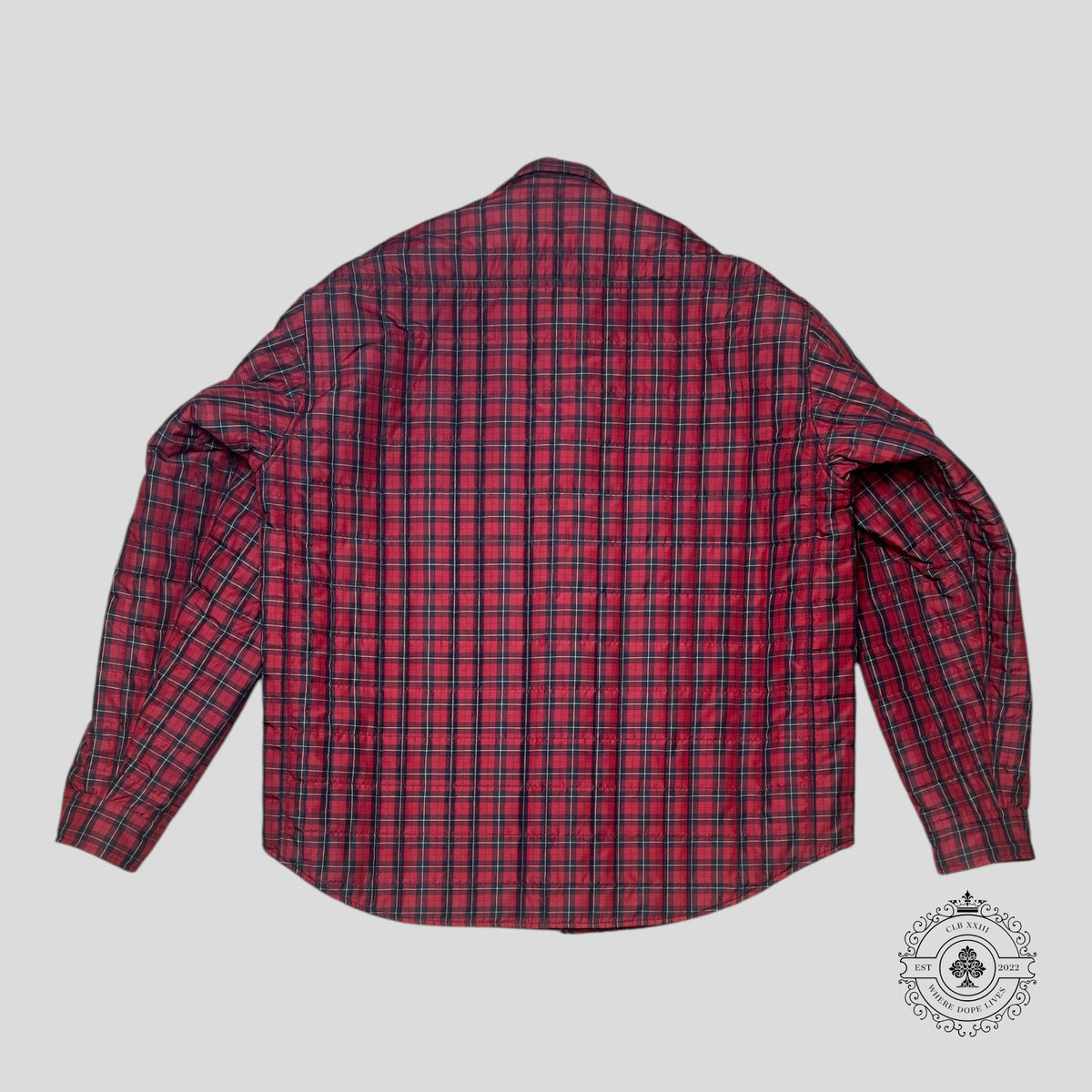 Balenciaga Oversized Padded Checkered Overshirt in Red
