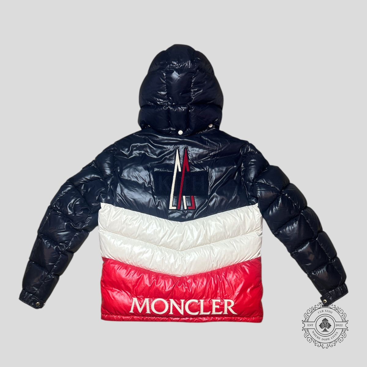 Moncler X Kith Down Jacket in Blue/White/Red
