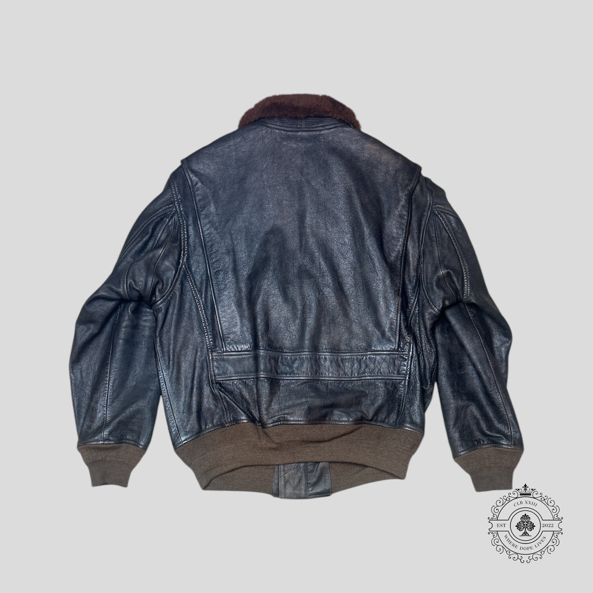RRL Shearling Bomber Jacket in Black/Brown