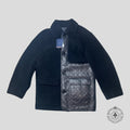Louis Vuitton Shearling and Embossed Monogram Leather Business Coat in Black