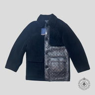 Louis Vuitton Shearling and Embossed Monogram Leather Business Coat in Black