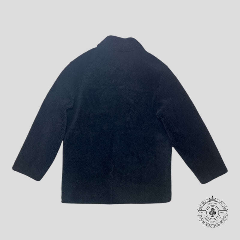 Louis Vuitton Shearling and Embossed Monogram Leather Business Coat in Black