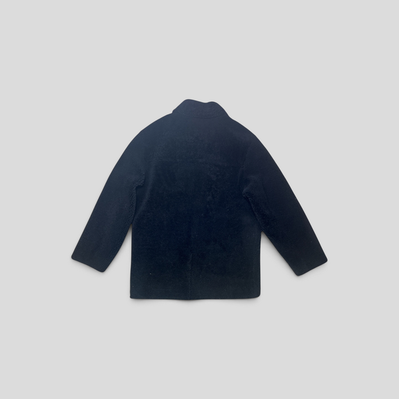 Louis Vuitton Shearling & Embossed Monogram Leather Business Coat in Black