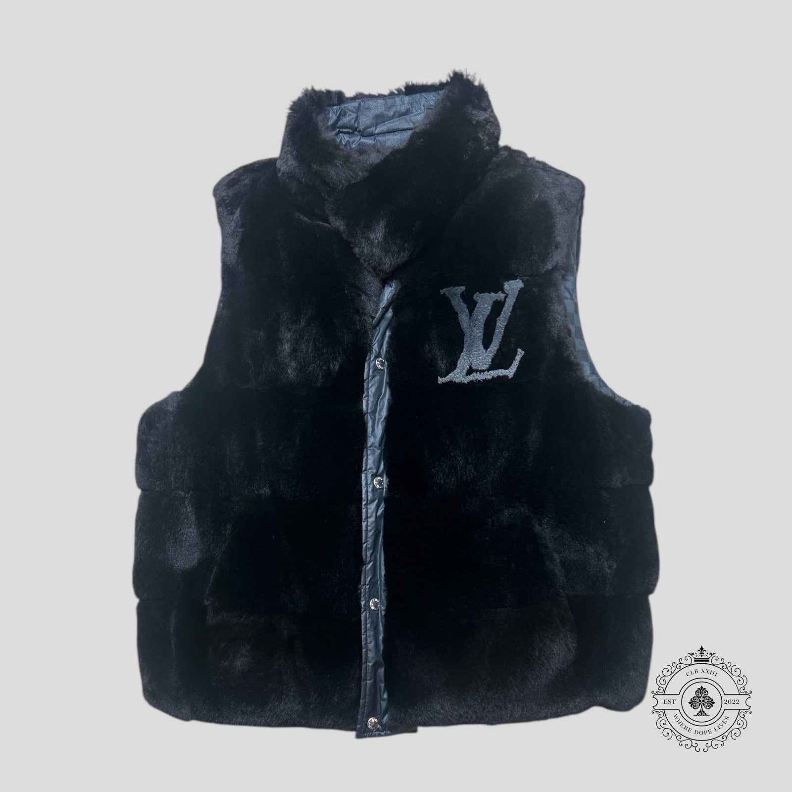 Louis Vuitton Rabbit Fur Reversible Damier Vest in Black