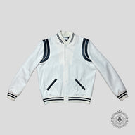 Saint Laurent Varsity Teddy Jacket in White/Black