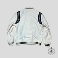 Saint Laurent Varsity Teddy Jacket in White/Black