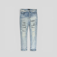 Amiri Bandana Thrasher Jeans in Clay Indigo/Black