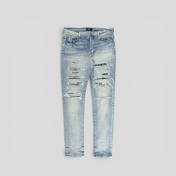 Amiri Bandana Thrasher Jeans in Clay Indigo/Black