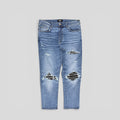 Amiri MX1 Leather Patch Jeans in Classic Wash