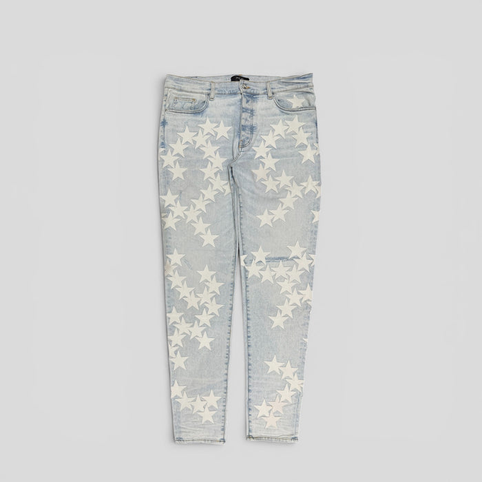Amiri Chemist Star Jeans in Light Wash/White