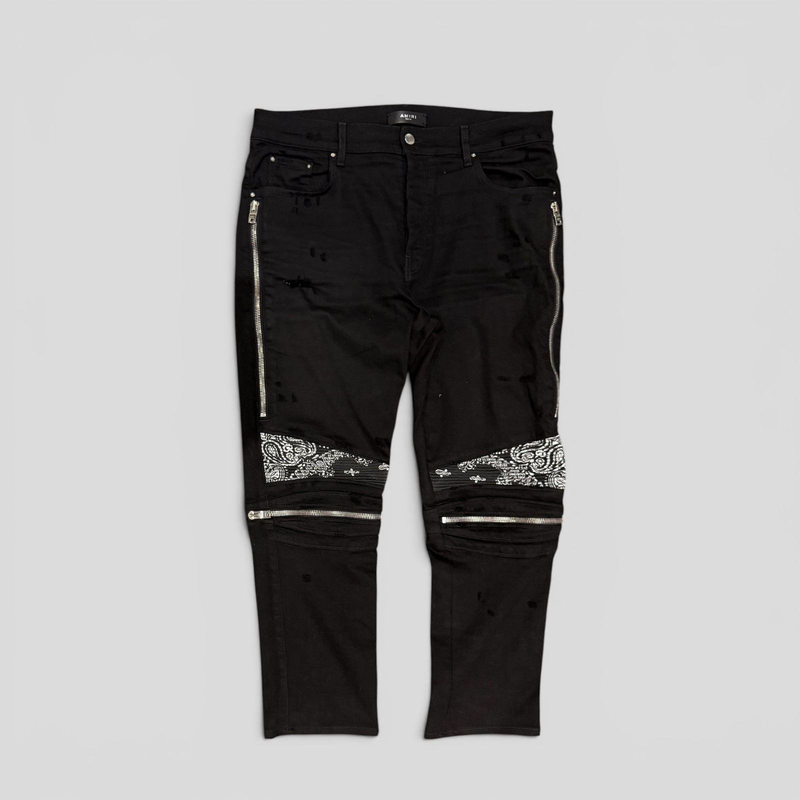Amiri MX2 Bandana Zip Knee Jeans in Black