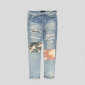 Amiri Camouflage Patch Jeans in Clay Indigo