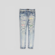 Amiri Bandana Patch Jeans in Clay Indigo/Multicolor