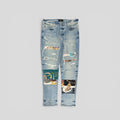 Amiri Scarf Patch Jeans in Clay Indigo