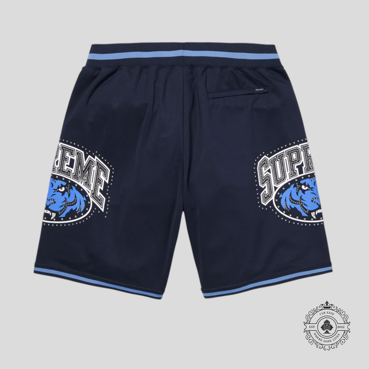 Supreme Studded Basketball Shorts in Navy Blue