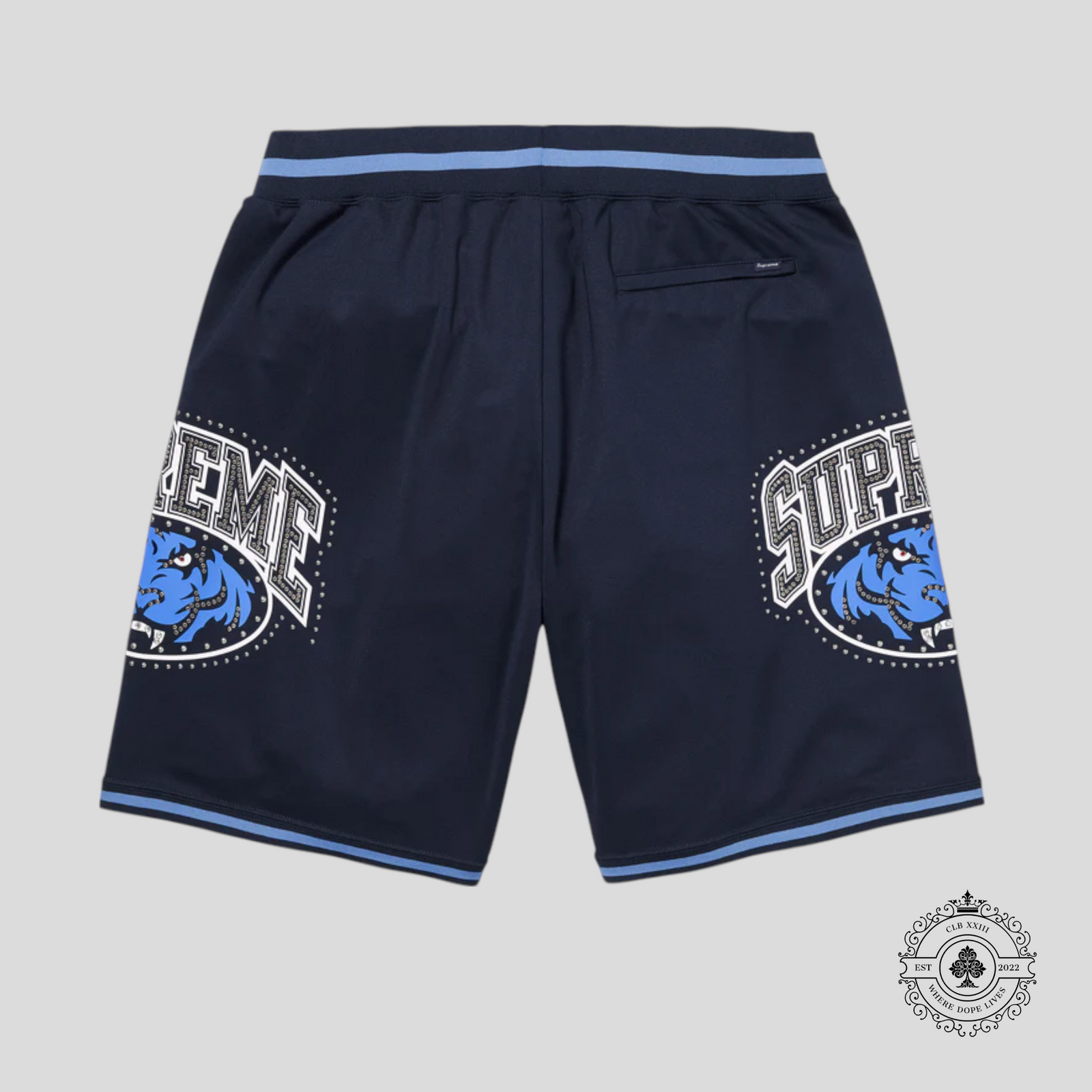 Supreme Studded Basketball Shorts in Navy Blue