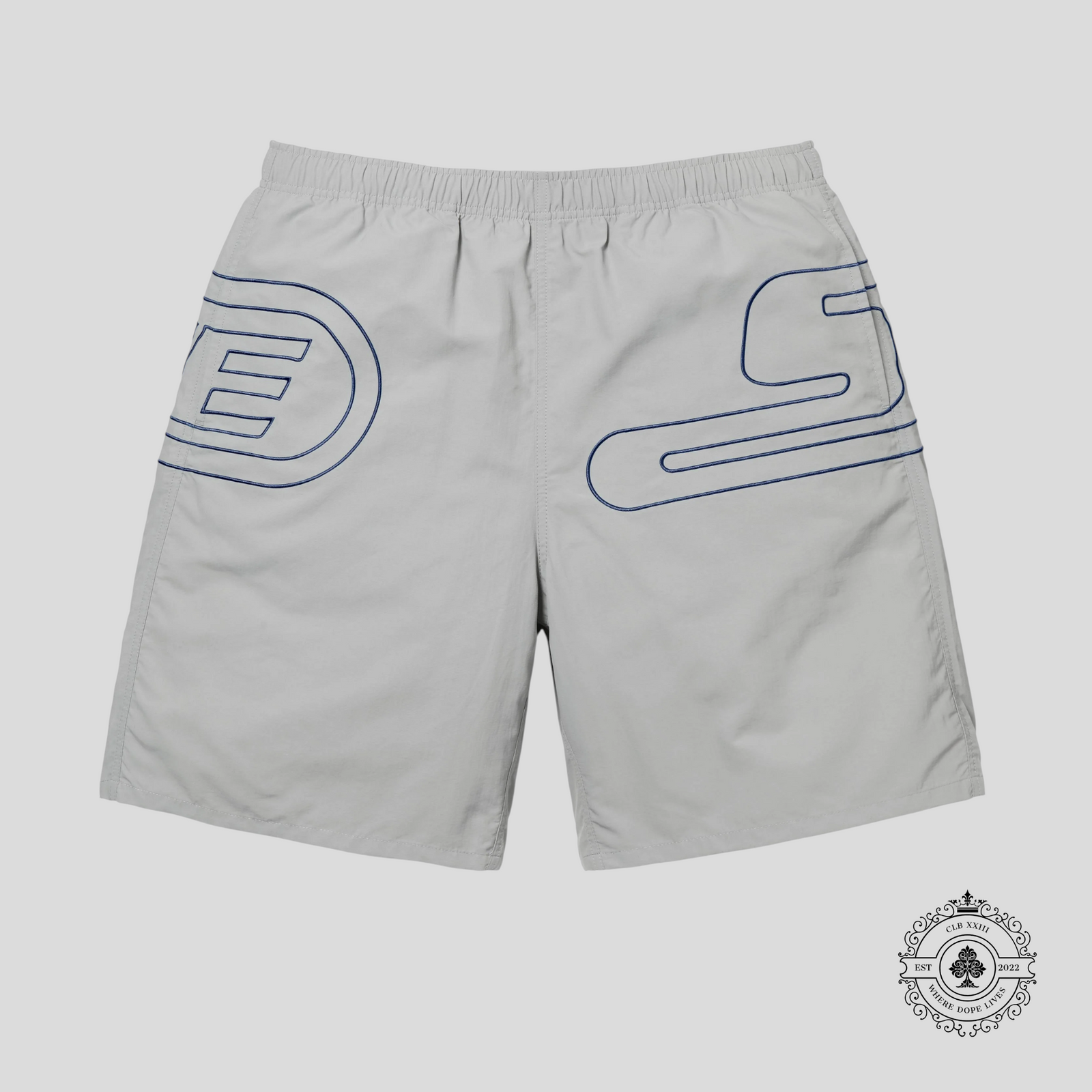 Supreme Big Logo Nylon Shorts in Grey