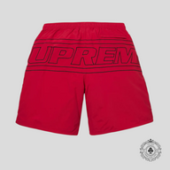Supreme Big Logo Nylon Shorts in Red