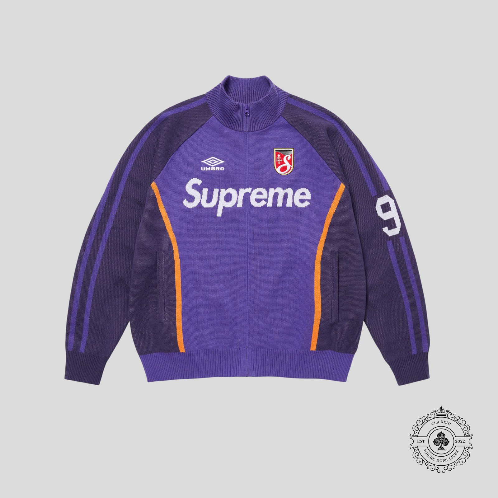 Supreme X Umbro Zip Up Sweater in Purple