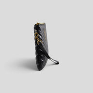 Saint Laurant YSL Monogram Quilted Leather Clutch in Black