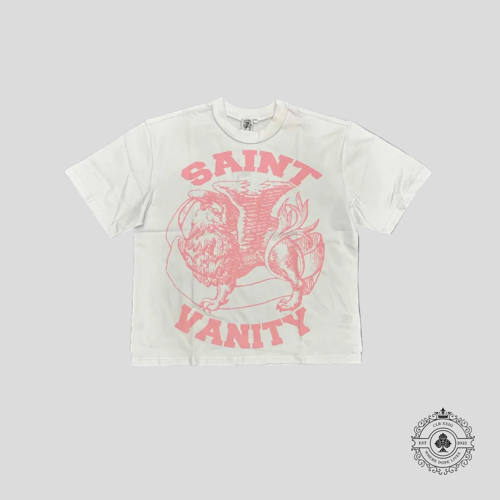 Saint Vanity Griffin Tee in White/Pink