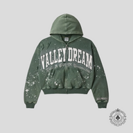 Vale Paint Zip Up Hoodie in Green