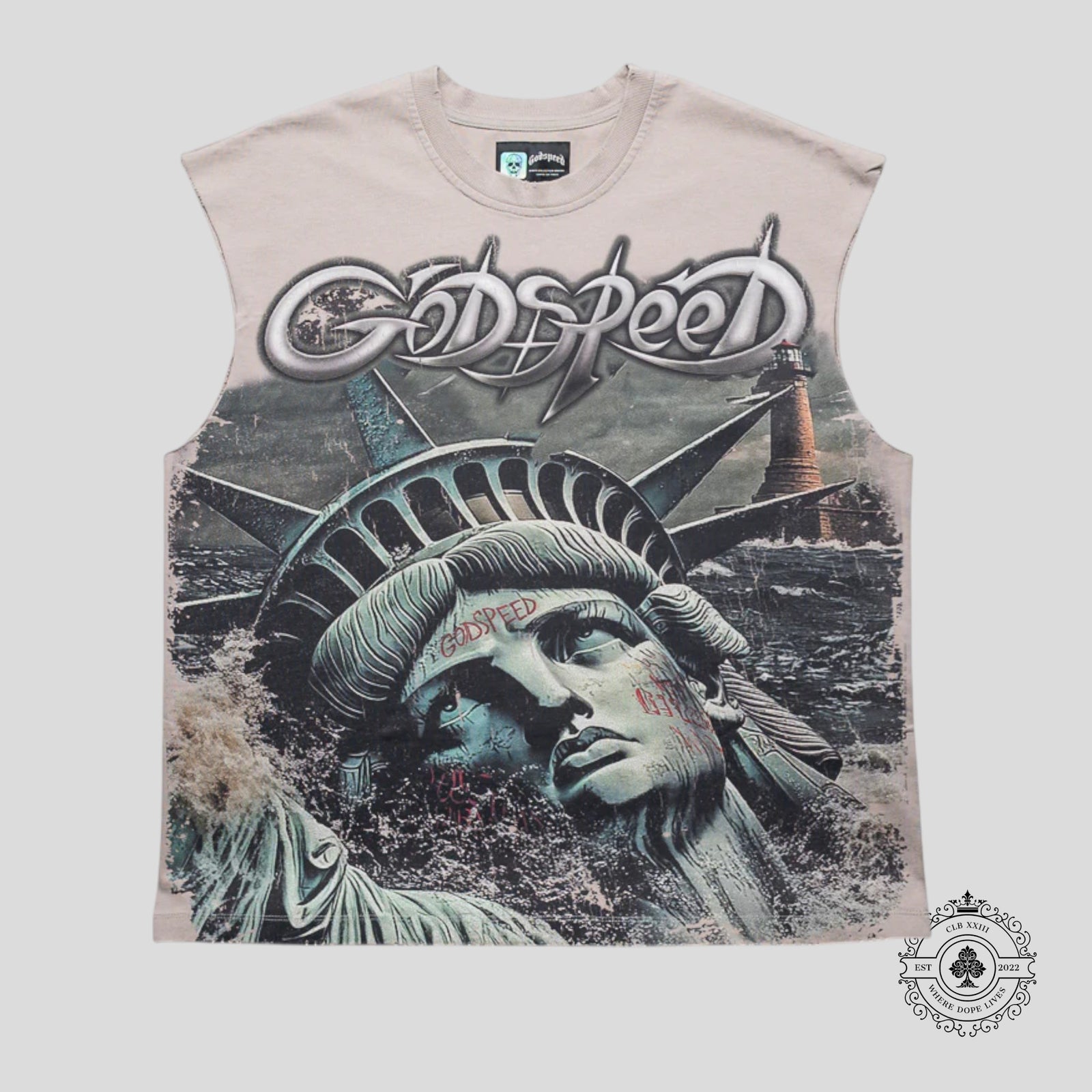 Godspeed Sunken Liberty 2 Sleeveless Tee in Slate Grey