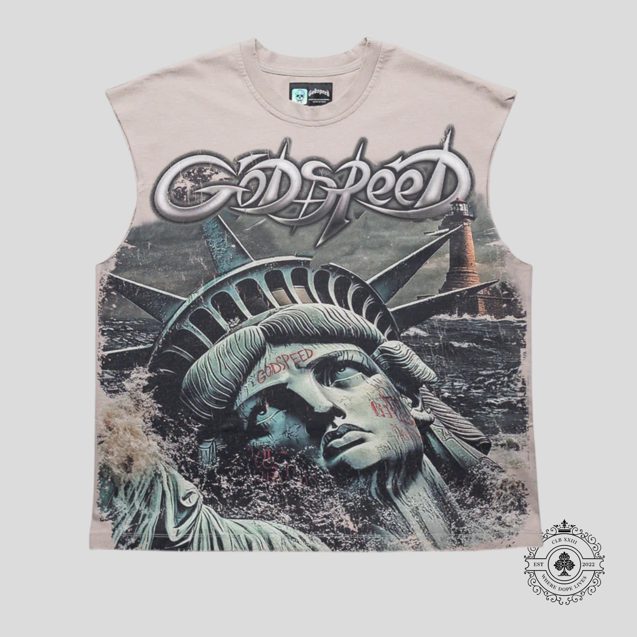 Godspeed Sunken Liberty 2 Sleeveless Tee in Slate Grey