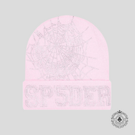 Sp5der Web Rhinestone Beanie in Pink - Preowned