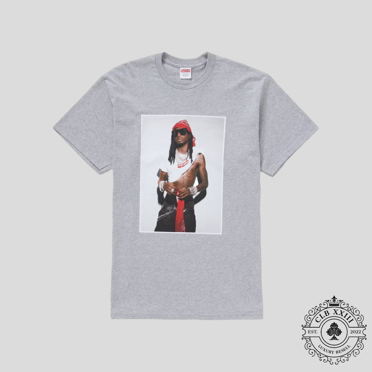 Supreme Playboi Carti Tee in Heather Grey