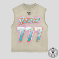 Triple Sevens X Sniper Gang NFL Sleeveless Tee in Cream
