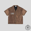 Triple Sevens Nylon Button Up Shirt in Brown