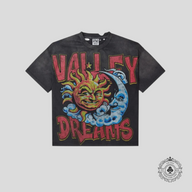 Vale Thrashed Black Sun Tee in Black