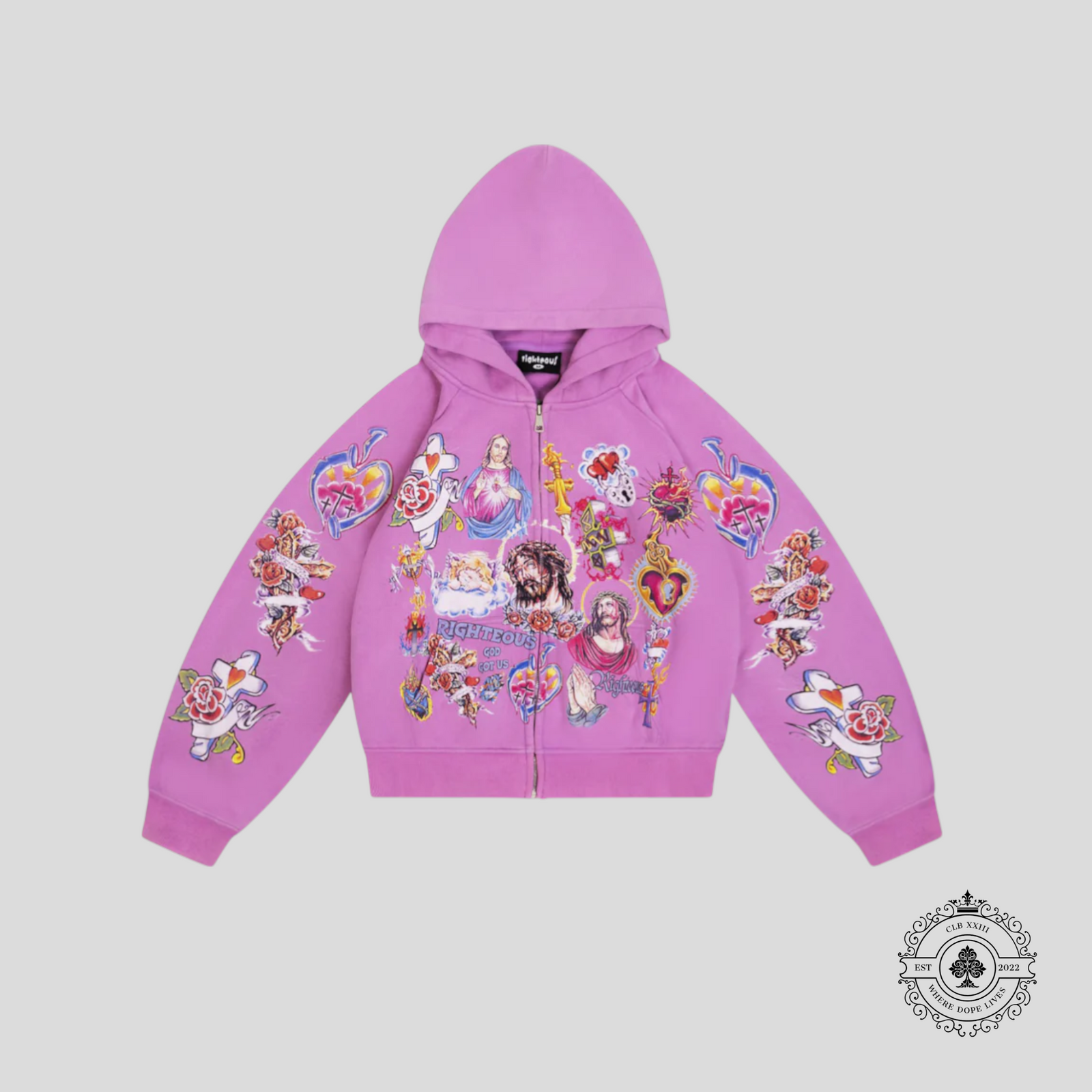 Righteous Risen King Cropped Zip Up in Purple