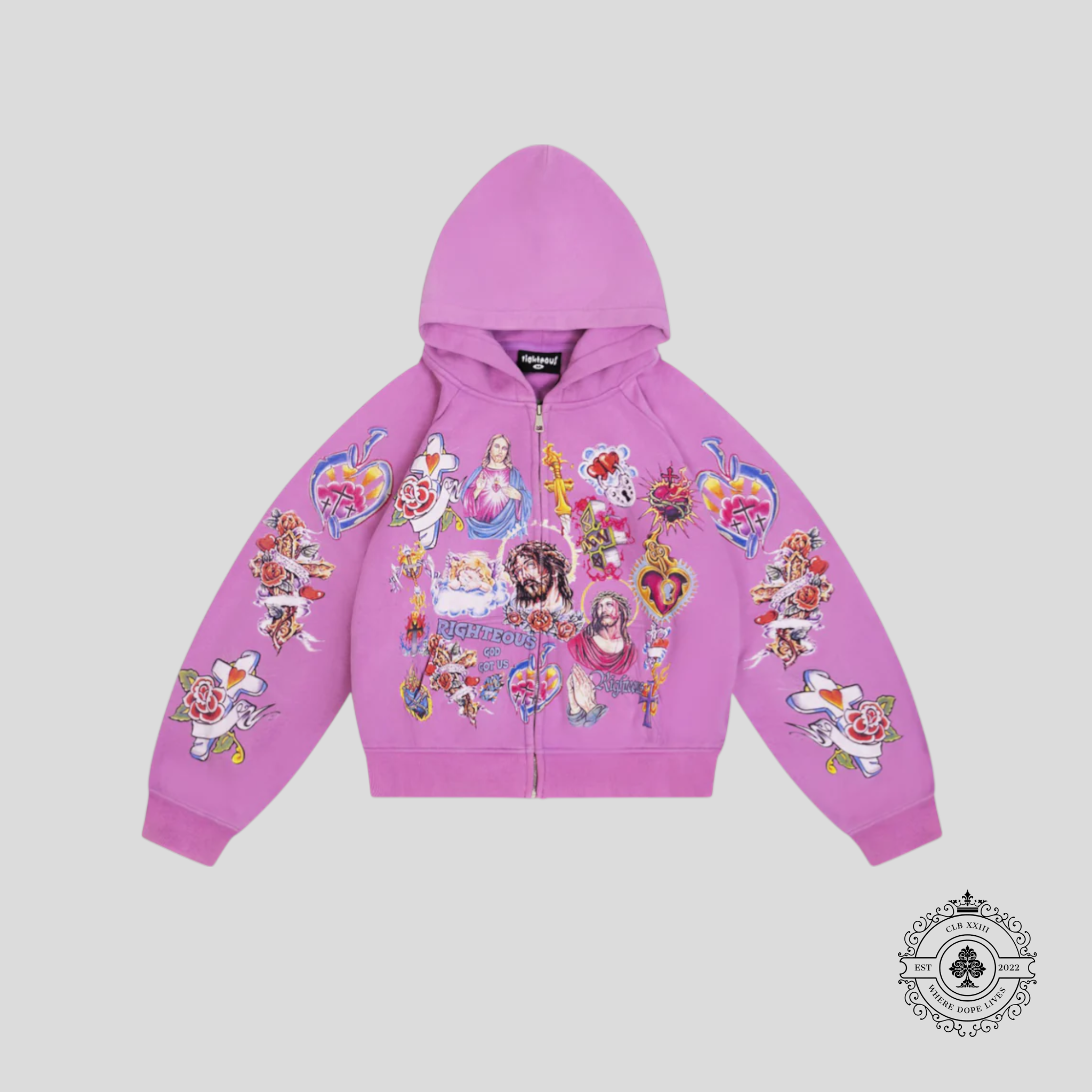 Righteous Risen King Cropped Zip Up in Purple