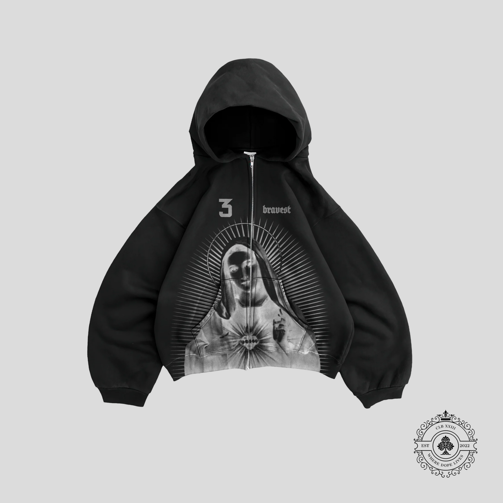 Bravest Studios Mary Zip Up Hoodie in Black