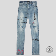 RTA Bryant RLD Artistic Skinny Jeans in Blue