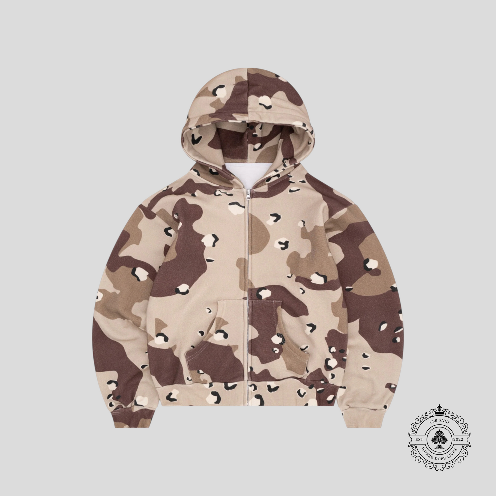 Bravest Studios Chip Camo Zip Hoodie in Brown