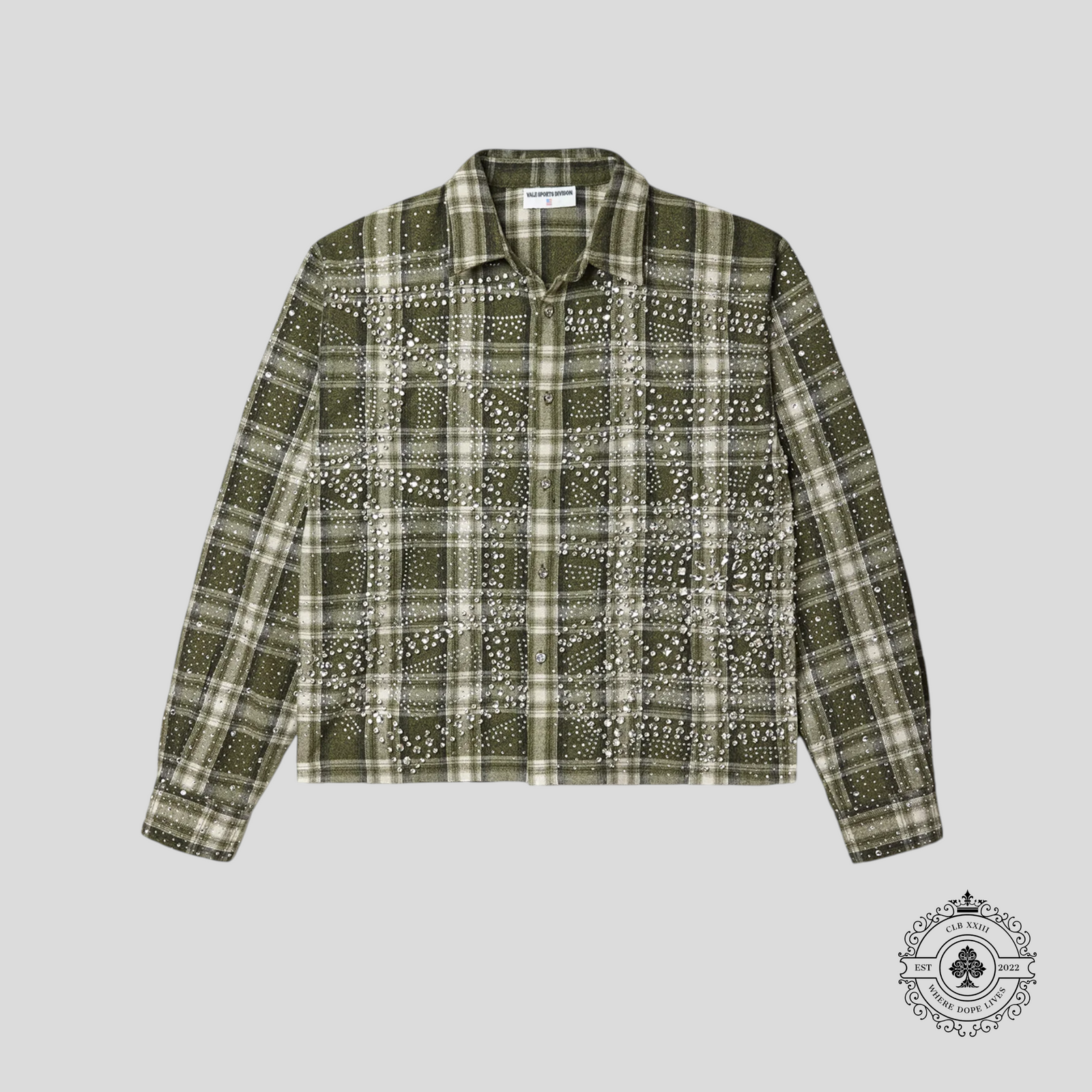 Vale Crystal Campfire Flannel Shirt in Olive Green