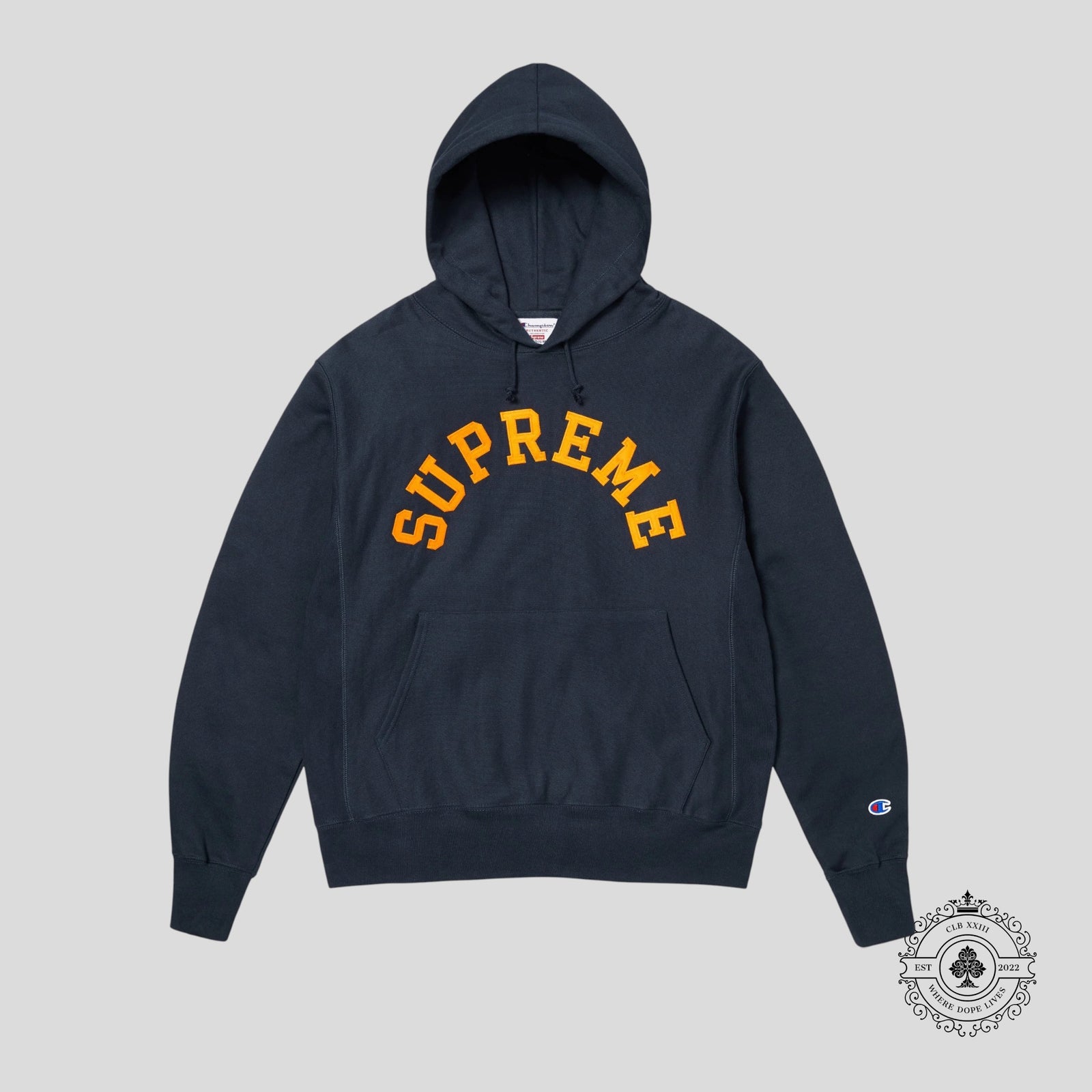 Supreme Champion Hooded Sweatshirt in Navy