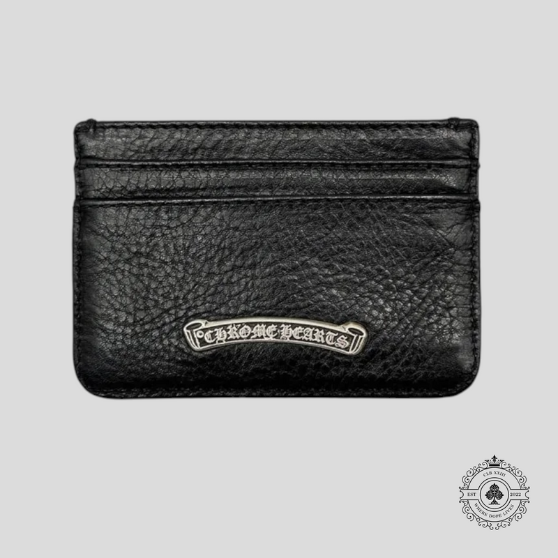 Chrome Hearts Leather Dagger Scroll Card Holder in Black