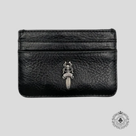 Chrome Hearts Leather Dagger Scroll Card Holder in Black