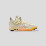 CLB XXIII Air Jordan 4 Retro Birds of Paradise sneakers in coconut milk, muslin, and bright mango with metallic gold.
