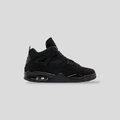 CLB XXIII Air Jordan 4 Retro Black Cat GS sneaker in all-black nubuck with signature mesh panels and visible air unit.