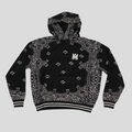 CLB XXIII Amiri black cotton and cashmere basketball hoodie with white bandana print and embroidered logo