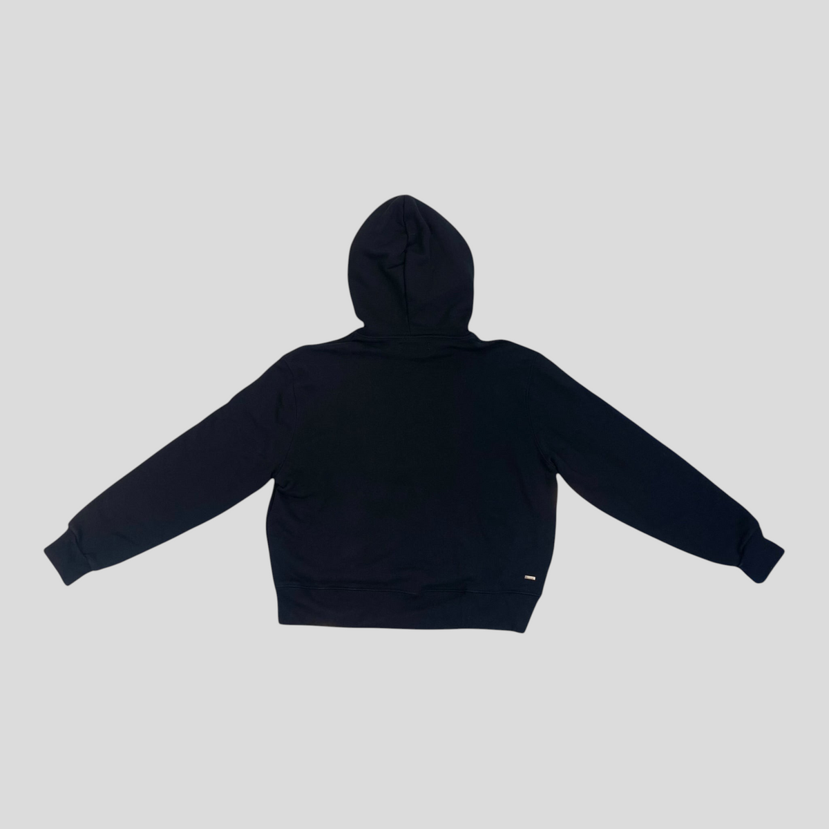 CLB XXIII Amiri black cotton hoodie viewed from the back with a hood and long sleeves