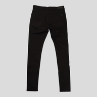 CLB XXIII Amiri black cotton jeans featuring back pockets and branded leather patch, shown from the rear view.
