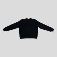 Back view of a black CLB XXIII Amiri Collegiate Logo crewneck sweatshirt made from 100% cotton