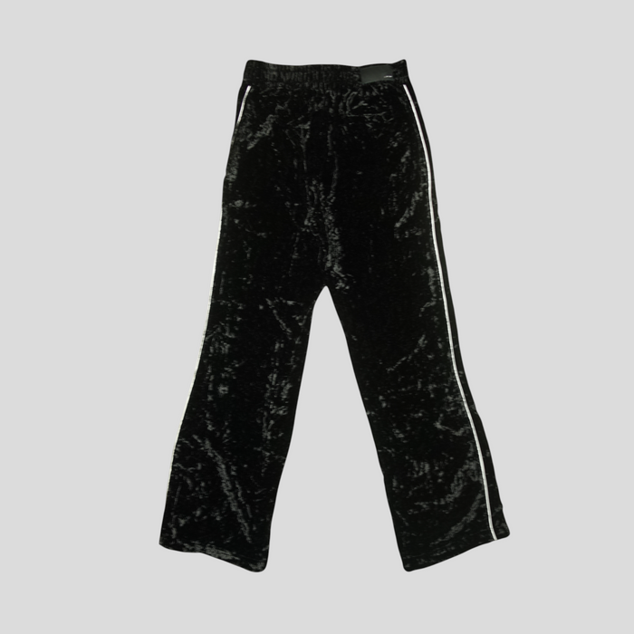 CLB XXIII Amiri black crushed velvet track pants with white side stripe detailing